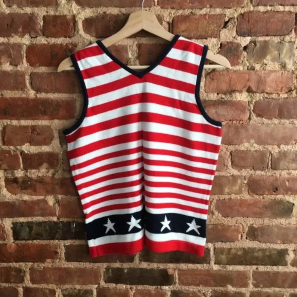 Liz Claiborne Sport American Flag Sweater Vest - Picture 3 of 3